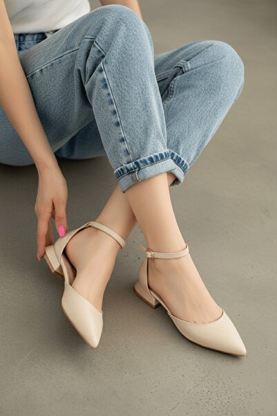 DİVOLYA Happy Beige (3 cm cu toc) Pantofi cu toc cu vârf ascuțit