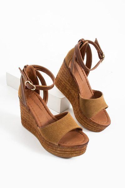 diclepolat Γυναικεία τακούνια σανδάλια με σφήνα τακούνια από καστόρι, με λουρ...