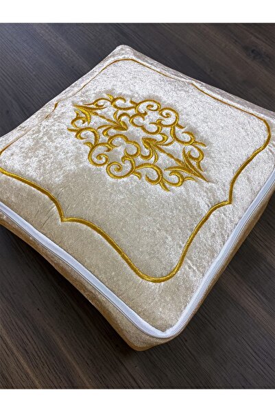 AYHANHOME Προίκα Βελούδινο χρυσοκέντητο δέμα καπουτσίνο 40x40 εκ. Τσάντα γαμπ...