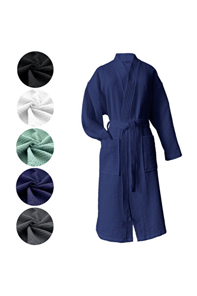 KULCU HOME Жіночий та чоловічий халат з піке темно-синього кольору