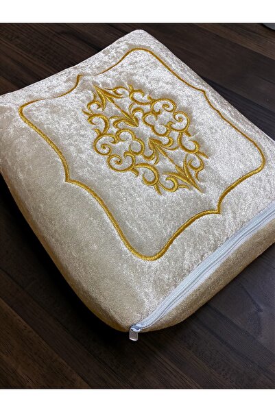 AYHANHOME Προίκα Βελούδινο χρυσοκέντητο δεμάτι καπουτσίνο 35x30 εκ. Τσάντα γα...
