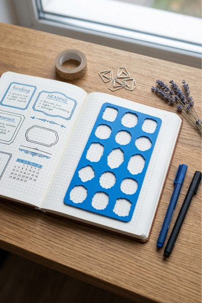 Karmelom Studio Bullet Journal Vintage Title and Pattern Template Ruler – Dra...