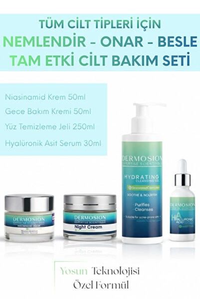dermosion 4'lü Özel Cilt Bakım Seti Tam Etki Nemlendir ve Yenile Peptit - Hya...