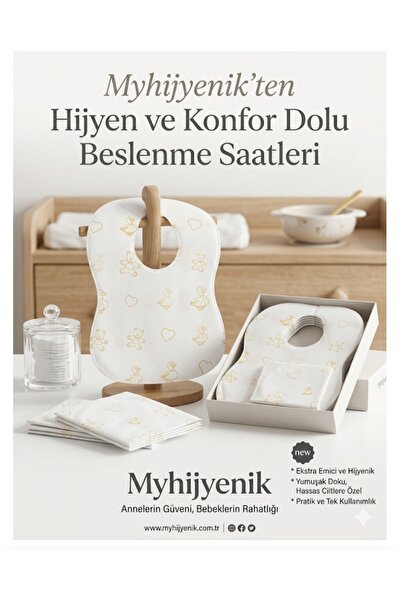 myhijyenik ürünler Bebek Mama Önlüğü Tek Kullanımlık 3*10 30 Adet