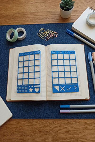 Karmelom Studio Σετ χάρακας με στένσιλ 2 τεμαχίων Bullet Journal Calendar - Χ...