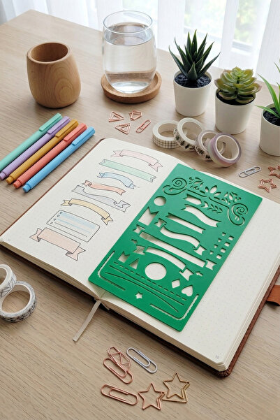 Karmelom Studio Bullet Journal Ribbon Head Detailed Template Ruler