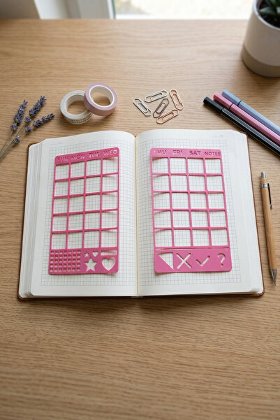 Karmelom Studio Bullet Journal Calendar Set of 2 Stencil Rulers - Weekly & Mo...