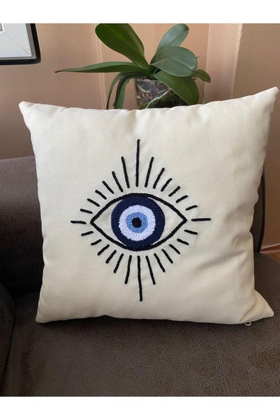 Angels' Collection Eye Motif Punch Embroidered Throw Pillow Cover Single