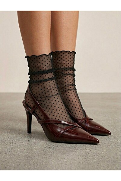 MaChausette Küçük Siyah Puantiyeli Tül Çorap