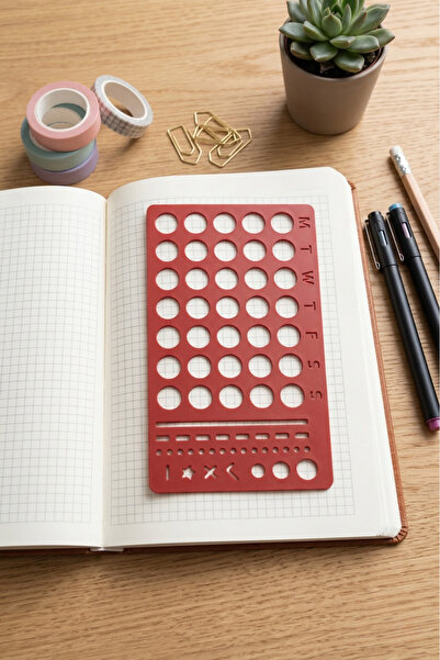 Karmelom Studio Minimal Weekly Drawing Template Ruler - Habit and Goal Calend...