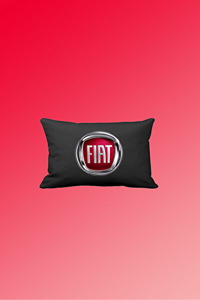 Fıat Logolu Oto Araç Boyun Yastığı Ortopedik Yastık Siyah Kumaş, Baskılı 1 Adet 16x27cm