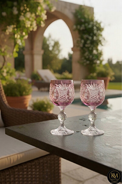 Kristal Market PÜSKÜL DESENLİ KRİSTAL AYAKLI LÜKS BARDAK