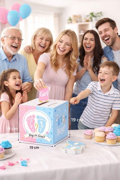 Baloncu Nene Cinsiyet Belirleme Kutusu Baby Shower Parti Oyunu Kız Erkek Tahm...