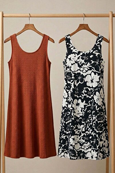 COTENCONCEPT 2-Piece A-Line Comfortable Dress with Drapey Thick Straps