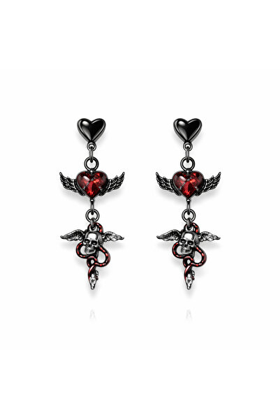 FG KONNİCHİWA Women's Gothic Heart Red Stone Earrings & Dangle Earrings – Red...