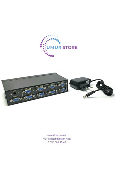 8 Port VGA Splitter 8 Port VGA Çoğaltıcı 200 Mhz 8 Port VGA Splitter
