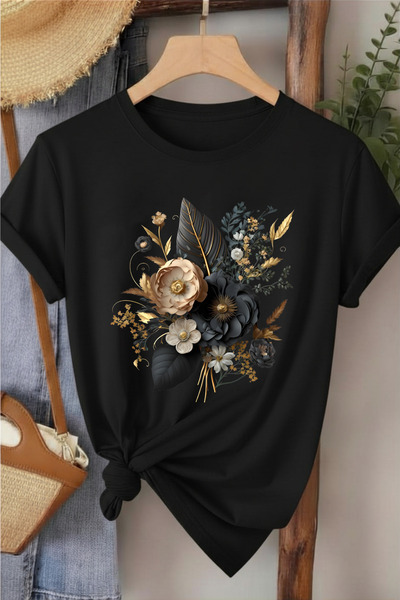 l'eivor Μαύρο λουλούδι Μπουκέτο Ειδικού Σχεδίου Γυναικείο T-shirt