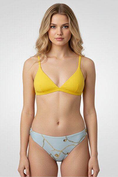 Asos Design Women High Leg Hipster Bikini Bottom, Light Blue