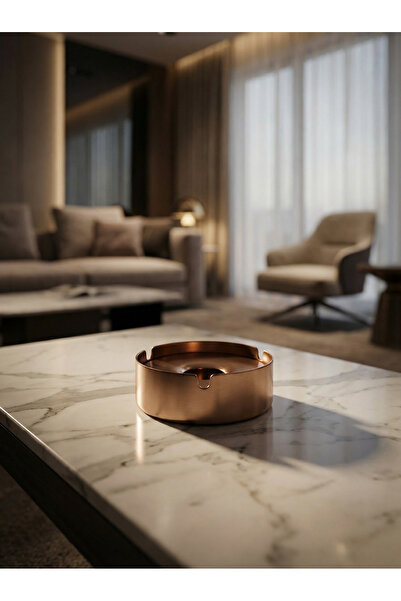 PALU Τασάκι με ανοξείδωτο καπάκι Pvd Copper Ø:10 cm Υ:3 cm