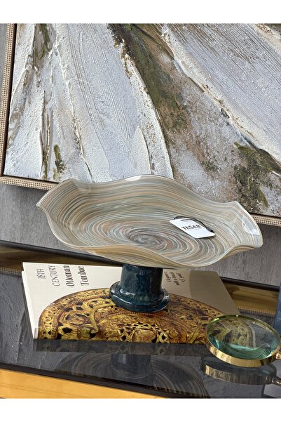 YASAR CONCEPT Nomad Ayaklı Dekoratif Cam Tabak 14x28x31 Cm