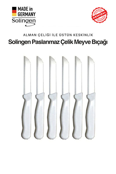 Solingen Beyaz Simli Tırtıklı Meyve ve Sebze Bıçağı Seti 6 Adet – Keskin Pasl...