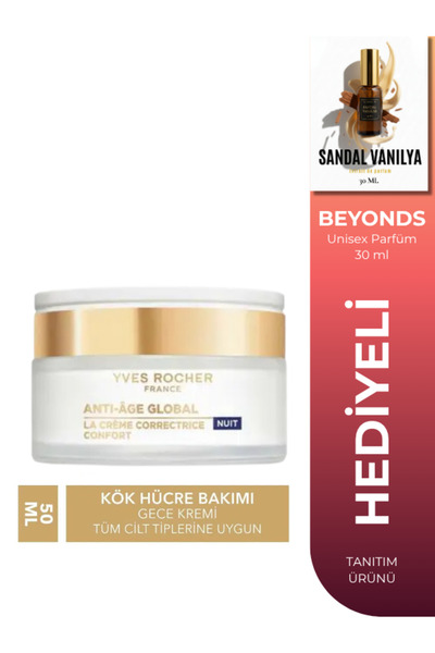 Yves Rocher Gençleştirici Yenileyici Gece Kremi 50 ml + BEYONDS Sandal Vanily...