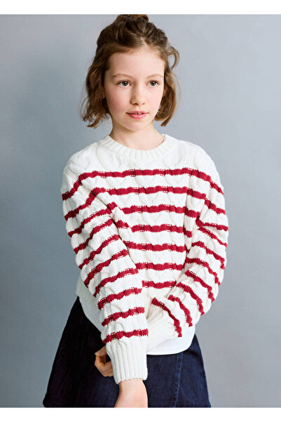 MANGO Kids Saç örgülü ve çizgili kazak