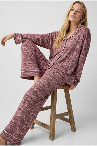 Siyah İnci μπορντό μεικτό χρώμα Πλεκτά με απαλή υφή Χειμερινό πλεκτό κοστούμι...