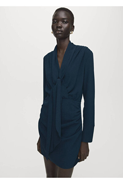 MANGO Woman Drape fularlı elbise