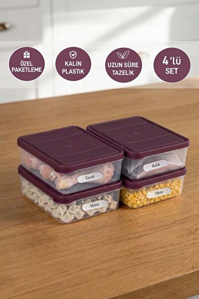 SELKA HOME 4 Pieces 0.5 Lt. Nora Organizer Refrigerator Freezer Organizer Sto...