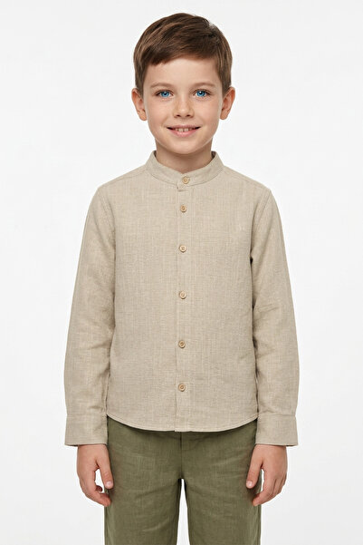 Fulla Moda 100% Βαμβάκι Λινό Πουκάμισο για αγόρια με στυλ
