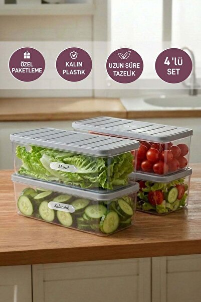 SELKA HOME 4 Pieces 2 Lt. Nora Organizer Refrigerator Freezer Organizer Stora...