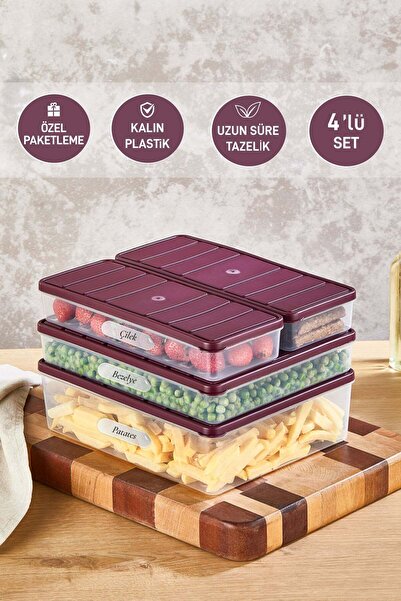 SELKA HOME Set of 4 Nora Organizer Refrigerator Freezer Organizer Storage Con...