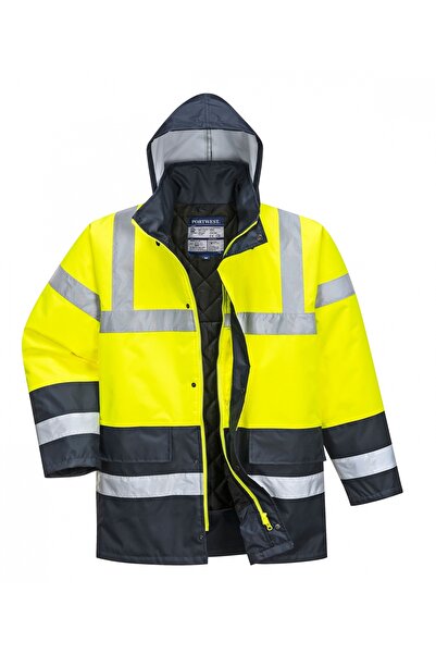 PORTWEST سترة مرورية صفراء مزدوجة اللون للرجال