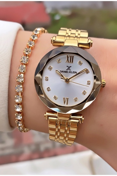 Daniel Klein Kadın Saat – Orijinal – Altın Renk – Kristal Cam – Garantili – H...