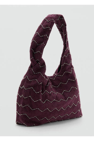 Mango Teen Kadife boncuk işlemeli çanta