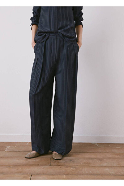 MANGO Woman Diplomatik çizgili wide leg pantolon