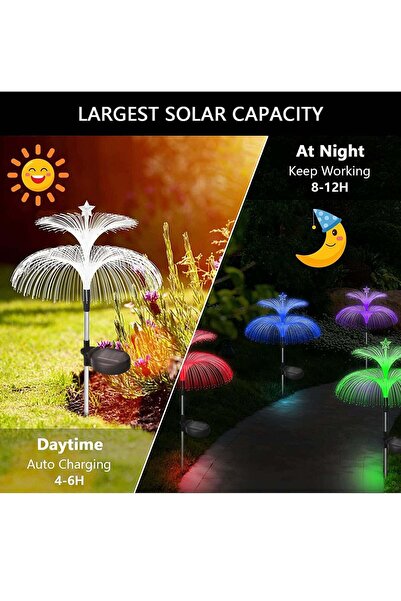 Arabest 2-Piece Outdoor Solar Jellyfish Lights,Waterproof Color Changing Gard...
