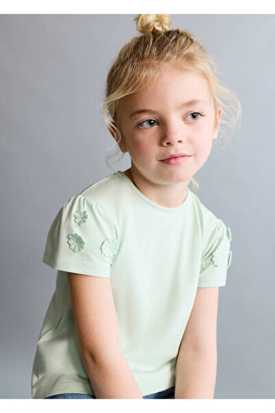 MANGO Baby Pamuklu çiçek detaylı t-shirt