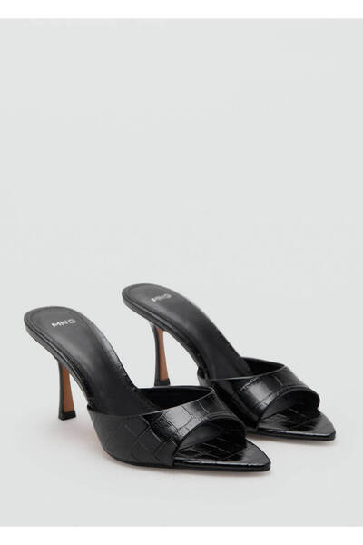 MANGO Woman Timsah derisi görünümlü topuklu sandalet