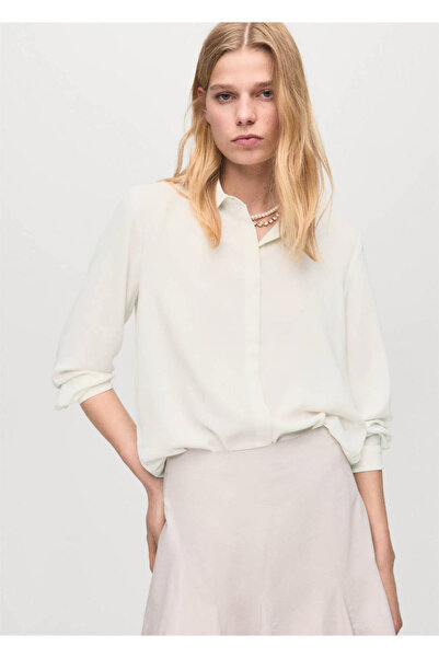 MANGO Woman Uzun kollu dökümlü gömlek
