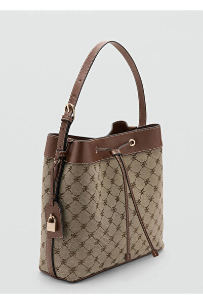 MANGO Woman Logo desenli jakar bucket çanta