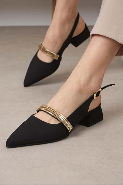 Mio Gusto Γυναικεία παπούτσια με κοντό τακούνι Laura Μαύρη Ανοιχτή Πλάτη Ματ ...