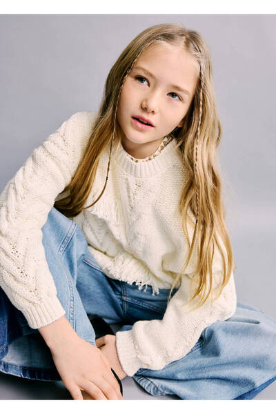 MANGO Kids Balıksırtı dokuma kazak