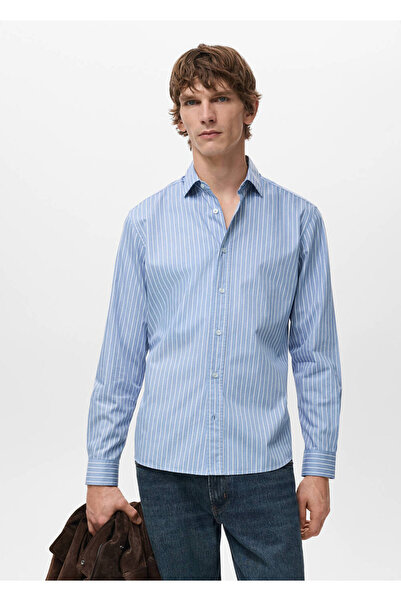MANGO Man Regular kesim çizgili pamuklu gömlek