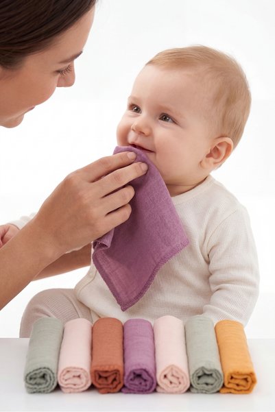 Moi Noi Muslin 7-Pack Mouth Wipes 100% Organic Cotton