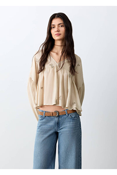 Mango Teen Boncuk detaylı bluz