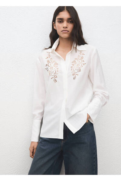 MANGO Woman İşlemeli ajur örgü gömlek