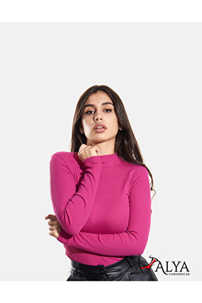 ALYA UNDERWEAR Camisole Half-Necked Body Sweatshirt, Ribbed Fabric, Lycra, Fu...