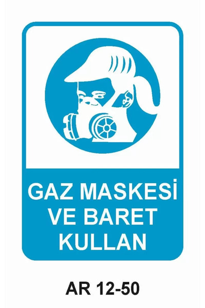 Outdoor One Use Gas Mask and Helmet Women Figures Work Safety Warning Sign 1P...